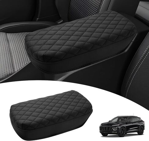 Center Console Cover for Chevy Equinox 2025 Accessories, 2025 Chevrolet Equinox Armrest Cover Cushion Pad Middle Console Armrest Seat Box Protector PU Leather Anti-Scratch Black in Saudi Arabia