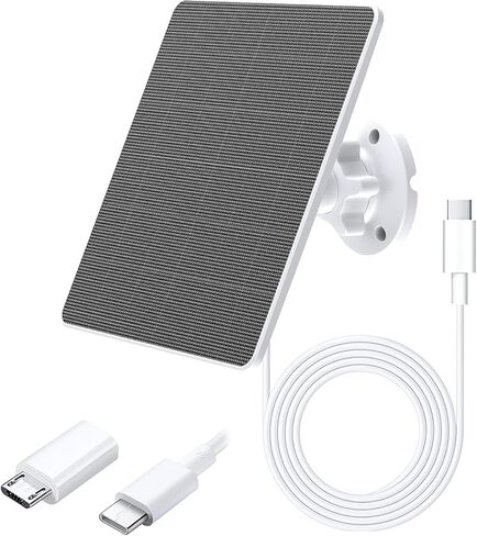5W Solar Panel for Security Cameras, IP65 Waterproof Outdoor Charger with USB-C Cable + Micro-USB Adapter, 360° Adjustable Bracket for DC 5V Rechargeable Battery Cameras, 9.8FT Cord in Saudi Arabia