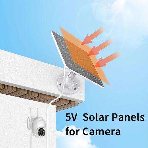 5W Solar Panel for Security Cameras, IP65 Waterproof Outdoor Charger with USB-C Cable + Micro-USB Adapter, 360° Adjustable Bracket for DC 5V Rechargeable Battery Cameras, 9.8FT Cord in Saudi Arabia