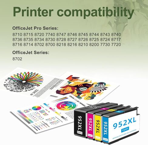 952XL Ink Cartridges Combo Pack Black Color Compatible Replacement for HP 952 Ink 952 XL HP952 HP952XL for OfficeJet 8710 7740 8720 8715 8725 8210 8702 8740 7720 8730 8216 Printer Cyan Magenta Yellow in Kuwait