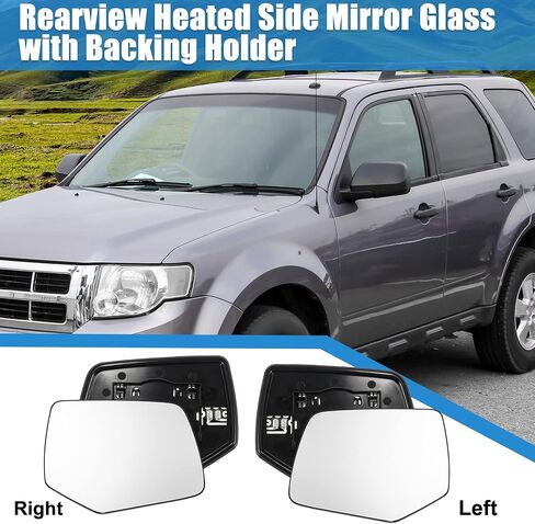 X AUTOHAUX Car 2pcs Left Right Rearview Heated Side Mirror Glass for Ford Escape 2008-2012 8L8Z17K707G AL8Z17K707E in Saudi Arabia