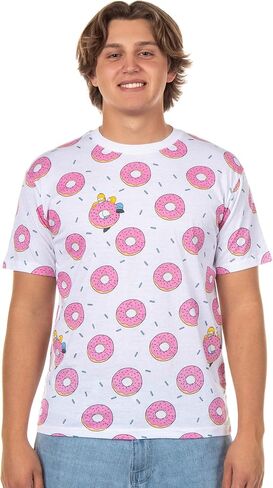 The Simpsons T-Shirt Men's Pink Doughnut Short Sleeve Top in Saudi Arabia