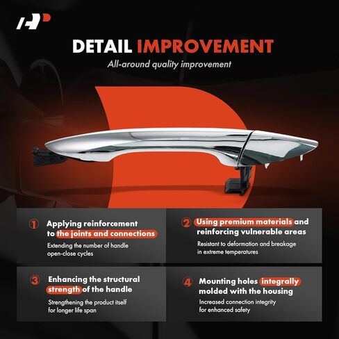 A-Premium Rear Left Driver Side Exterior Door Handle Compatible with Hyundai Elantra GT 2013 2014 2015 2016 2017, Without Smart Entry, Chrome in Saudi Arabia
