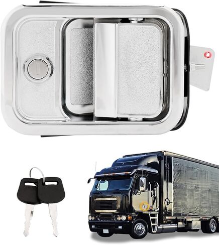 Gledewen Left Door Handle w/Lock Cylinder & Keys, Compatible with 2003-2014 Freightliner Argo, Century Class, Columbia, Coronado, Exterior Front Left Driver Side Door Handle Kit, Replace# 760-5202 in Saudi Arabia