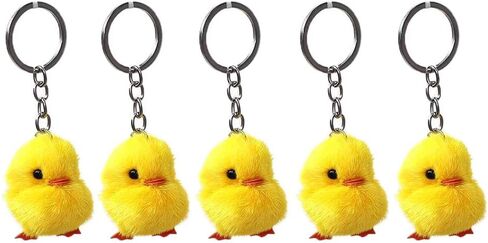 5 Pcs/Set Furry Yellow Duck for Key Fluff Soft Chick Keychains Nice Car for Key Keyring Handbag Jewelry in Kuwait