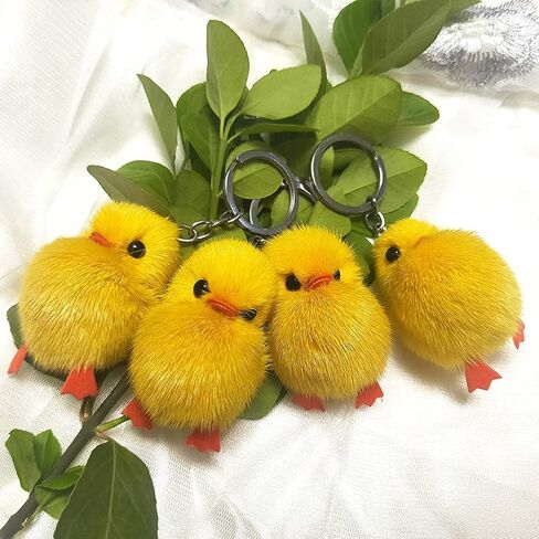 5 Pcs/Set Furry Yellow Duck for Key Fluff Soft Chick Keychains Nice Car for Key Keyring Handbag Jewelry in Kuwait