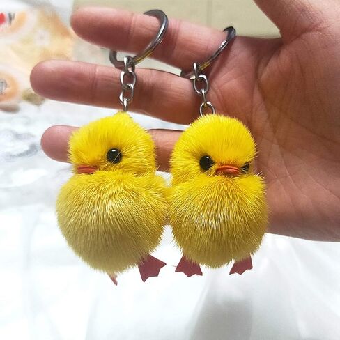 5 Pcs/Set Furry Yellow Duck for Key Fluff Soft Chick Keychains Nice Car for Key Keyring Handbag Jewelry in Kuwait