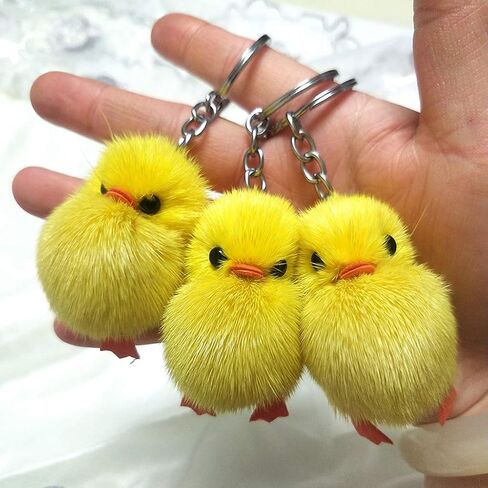 5 Pcs/Set Furry Yellow Duck for Key Fluff Soft Chick Keychains Nice Car for Key Keyring Handbag Jewelry in Kuwait