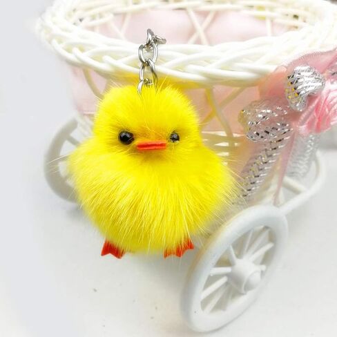 5 Pcs/Set Furry Yellow Duck for Key Fluff Soft Chick Keychains Nice Car for Key Keyring Handbag Jewelry in Kuwait