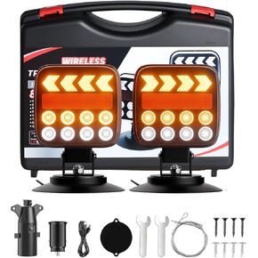 أضواء مقطورة لاسلكية، مصابيح خلفية لاسلكية مغناطيسية USB-C قابلة للتعديل مع زر ضوء تحذير، مجموعة إضاءة LED محمولة مقاومة للماء لشاحنة القطر، RV، التخييم، القافلة in Kuwait