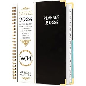 2026 Planner ,Weekly and Monthly Academic Calendar(Jan 2026 - Dec 2027)，Spiral binding with Colorful Tabs ,stickers,Sturdy Cover，Premium Paper，Inner Pocket，School Teacher Student Supplies,A5 (6.2" x 8.5") in Kuwait