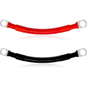 2 قطعة كابلات بطارية 2AWG، أسلاك عاكسة للطاقة من النحاس النقي مقاس 12 بوصة مع عروات 3/8 بوصة من كلا الطرفين، مجموعة كابل بطارية شديدة التحمل للألواح الشمسية البحرية للسيارة والدراجات النارية in Kuwait