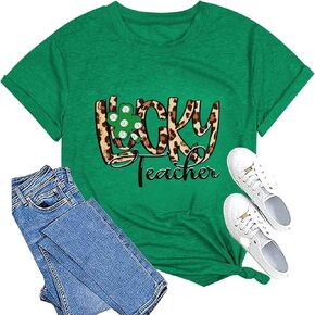 St. Patrick's Day Shirt Women Lucky Irish Teacher Shirts Teaching Lucky Charms T-Shirt for Women School Teach in Kuwait