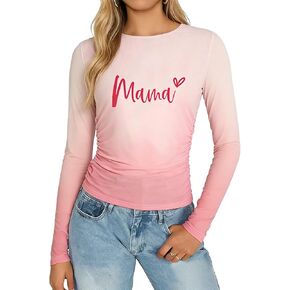 Valentine Mesh Long Sleeve Tops for Women Valentines Mesh Top Slim See Through Sexy Going Out Tee Heart Graphic in Kuwait