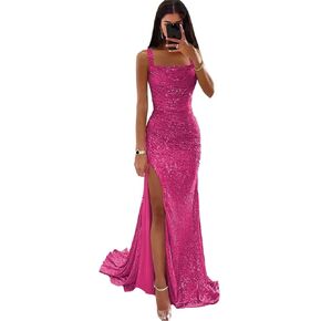 فساتين حورية البحر للحفلات الراقصة 2026، ثوب مسائي طويل مزين بالترتر مع فتحة فستان رسمي لامع للنساء in Kuwait