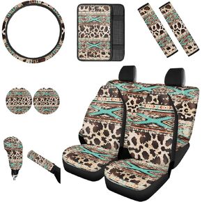فراشة 12 حزمة مقعد السيارة يغطي مجموعة كاملة مع غطاء عجلة القيادة غطاء حزام الأمان التلقائي الوقايات مركز وحدة التحكم وسادة والعتاد التحول مجموعة غطاء أسود ليوبارد طباعة اكسسوارات السيارات الديكور in Kuwait