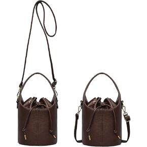 Women's Drawstring Bucket Bag Crossbody Purse Faux Leather Hobo Handbag with Adjustable Strap for Everyday Essentials in Kuwait