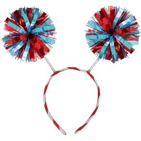 Red Blue Pom Pom Headband Tinsel Strips Headband Party Costume Hair Accessories Birthday in Kuwait
