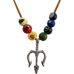 PPX Wooden Bead Necklace with Trident Pendant in Kuwait