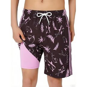 Haloumoning Boys Swim Trunks with Compression Liner Kids Quick Dry Bathing Suit Summer Swim Shorts 5-14 Years in Kuwait