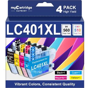 LC401 LC401XL Ink Cartridges Replacement for Brother LC401 Ink Cartridges LC401XL Work with MFC-J1010DW MFC-J1170DW MFC-J1012DW DCP-J1800DW DCP-J1140DW Printer (Black Cyan Magenta Yellow) 4 Pack in Kuwait