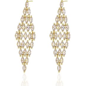 14K Gold-Plated Dangle Design-Wedding Bride Women Long Tassel Link Fringe Dangly Earrings，Lightweight Hyopallergenic Earring in Saudi Arabia
