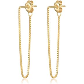 أقراط شرابة للنساء أقراط سلسلة فضية مطلية بالذهب أنيقة وبسيطة تتدلى على شكل قطرة in Kuwait