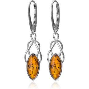 إيان وفاليري شركة العنبر الفضة الاسترليني أقراط ماركيز المتدلية Leverback in Kuwait