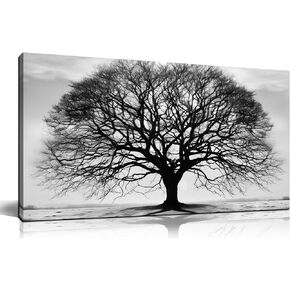 Prepeyssee Tree of Life Wall Art Large Artwork Black and White Wall Art Modern Landscape Nature Canvas Prints Decor for Living Room Bedroom Office Ready to Hang 20"x40" in Saudi Arabia