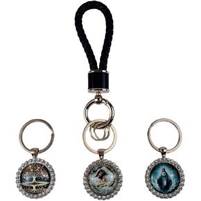 Braided Cord Keychain with 2 Key Rings & 3 Jesus pendant Catholic Jewelry Gift with Gorgeous Jesus Charms in Saudi Arabia