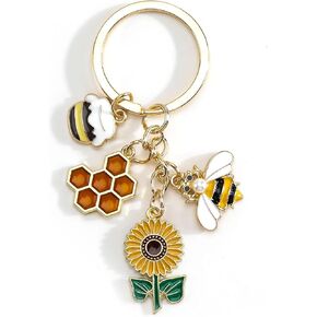 Bee Keychain,Sunflower Keychain with Honeycomb,Bee Gifts for Women Friends Teachers Birthday Christmas Mother Day in Kuwait