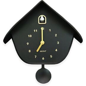 WALPLUS Modern Cuckoo Clocks for Wall Hourly Chiming Coo Coo Clock Volume Adjustable Cookoo Clock Removable Pendulum Christmas Cuckoo Gift Black Matte Interior Decoration in Kuwait