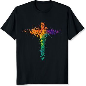 Church Stained Glass Cross Shirt Christian T Shirts for Men Christian Gifts Graphic Tee in Saudi Arabia