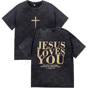 Jesus Loves You Men's Christian T-Shirt Religious Inspirational Faith Apparel for Adult Men S-XXL, Casual Church Wear in Kuwait