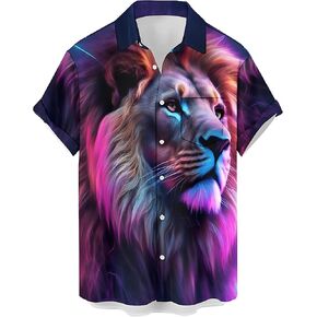 Mens' Hawaiian Shirts Short-Sleeved Button Down Shirt Standard-Fit Casual Loose Fit Shirts in Saudi Arabia