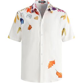 Mens Hawaiian Shirt Short Sleeve Button Down Tropical Shirt Floral Casual Summer Vacation Beach Shirts in Saudi Arabia
