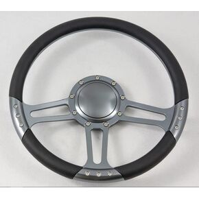 14" Gun Metal Billet Steering Wheel Half Wrap with Horn Button-Black in Kuwait