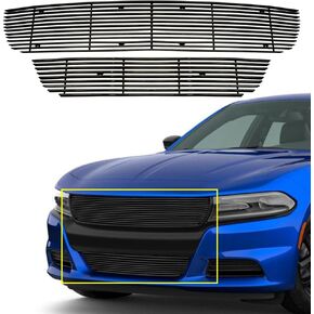 متوافق مع دودج تشارجر 2015 16 17 18 & 2019 تشارجر SXT بدون نظام تثبيت السرعة التكيفي الأمامي الأسود مصبغة شواء إدراج كومبو in Kuwait