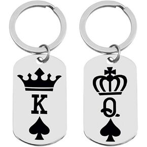 King Queen Crown Heart Spade Couples Key Chain Keychains Retro Modern Style Decor Keyrings for Christmas Valentine Birthday Anniversary in Kuwait