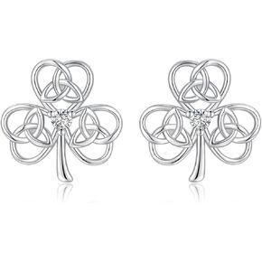 Sterling Silver Celtic Knot Stud Earrings Irish Silver Shamrock Earring for Women St Patricks Day Jewelry Gifts in Kuwait
