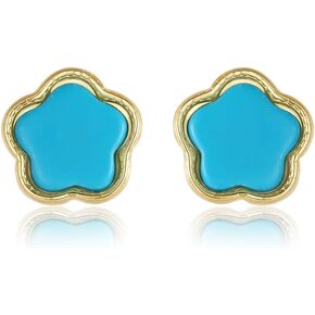 Women's Turquoise Stud Earrings 925 Sterling Silver Flower Post Earrings for Her in Saudi Arabia