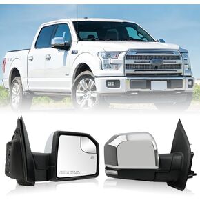 مرآة الرؤية الخلفية الجانبية للركاب لسيارة Ford F-150 2015-2020، مرايا الأبواب الأصلية المسخنة كهربائيًا مع كشف النقاط العمياء، ضوء إشارة الانعطاف، ضوء البركة، مستشعر درجة الحرارة، 11 دبابيس - طراز OE in Kuwait