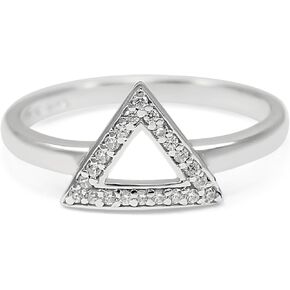 The Collegiate Standard Delta- Geometric inspired Triangle Sterling Silver Ring with CZs in Kuwait