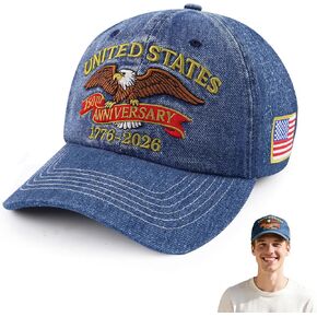 United States 250th Anniversary Hat, Adjustable USA Baseball Cap 1776-2026 American Eagles Hat Embroidered Hats for Men in Kuwait