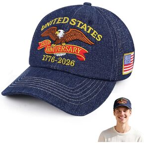 United States 250th Anniversary Hat, Adjustable USA Baseball Cap 1776-2026 American Eagles Hat Embroidered Hats for Men in Kuwait