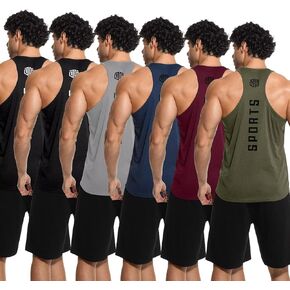 6 Pack Men's Tank Tops Quick Dry Sleeveless Gym Shirts Mesh Y-Back Athletic Vest Muscle Shirts for Workout in Saudi Arabia