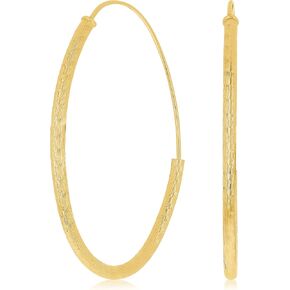 أقراط دائرية من الذهب الأصفر الإيطالي عيار 14 قيراط وقطع الماس على شكل J-Hoop بيضاوية مقاس 1.5 بوصة 1.7 ملم 1.3 جرام in Kuwait