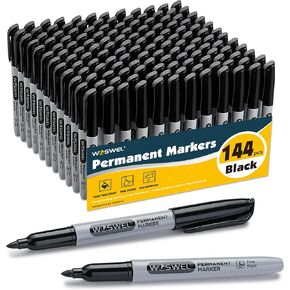 Permanent Markers Bulk, 144 Pack Fine Point Tip Black Permanent Marker Set, Waterproof Markers, Premium Smear Proof Pens, Quick Drying, Office Supplies for School, Office, Home in Saudi Arabia