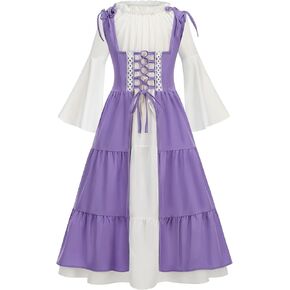 Medieval Dress for Girls, Renaissance Princess Costume with Long Sleeve Halloween Renaissance Faire Festival Outfit in Kuwait