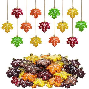 16 Pcs Thanksgiving Ornaments for Black Halloween Tree – Vintage Fall Harvest Hanging Decorations,Rustic Wooden Maple Leaf Party Decor for Fall Tree,Home,Shelf,or Holiday Display in Kuwait